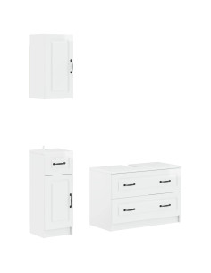 Set di armadietti da bagno in 3 pezzi UTRECHT Bianco Lucido