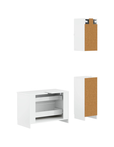 Set di armadietti da bagno in 3 pezzi UTRECHT Bianco Lucido