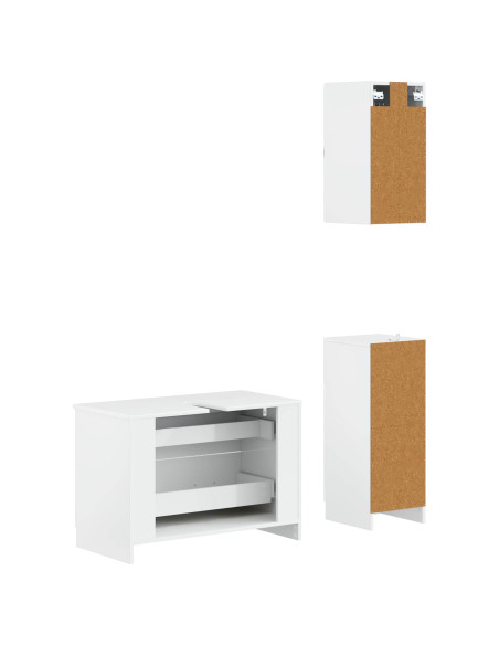 Set di armadietti da bagno in 3 pezzi UTRECHT Bianco Lucido