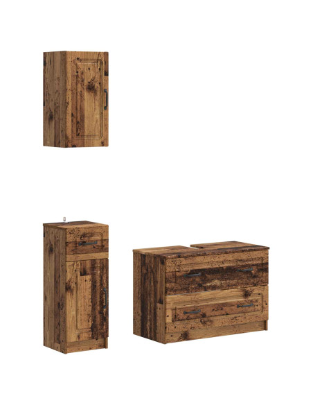Set di armadietti da bagno in 3 pezzi UTRECHT Legno antico