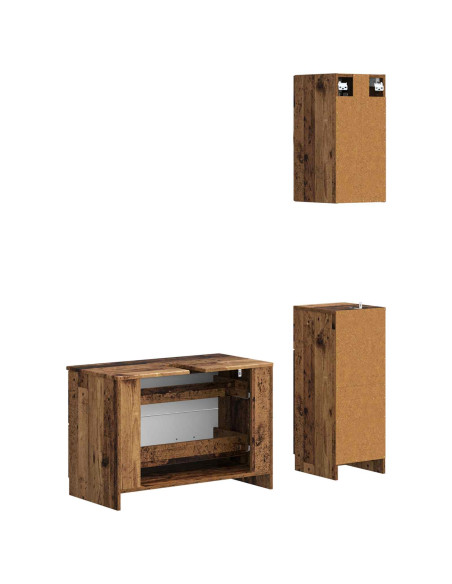 Set di armadietti da bagno in 3 pezzi UTRECHT Legno antico