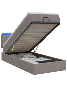Letto Ottomano con Materasso e LED Tortora 100 x 200 cm Tessuto