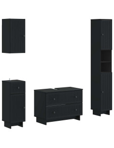 Set di Mobili da Bagno da 4 Pezzi EDE Nero Legno ingegnerizzato