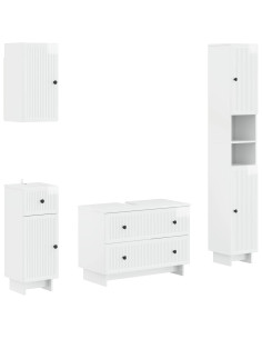 Set di Mobili da Bagno da 4 Pezzi EDE Bianco Lucido