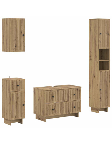 Set di Mobili da Bagno da 4 Pezzi EDE Rovere Artigianale