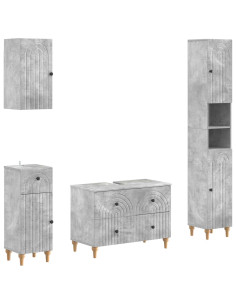 Set di Mobili da Bagno da 4 Pezzi ALKMAAR Grigio Cemento