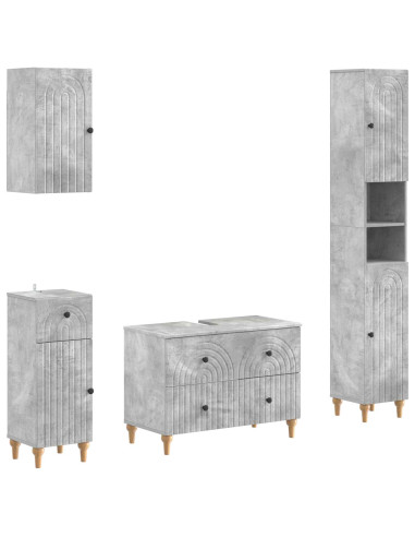 Set di Mobili da Bagno da 4 Pezzi ALKMAAR Grigio Cemento