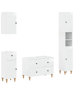 Set di Mobili da Bagno da 4 Pezzi ALKMAAR Bianco Lucido