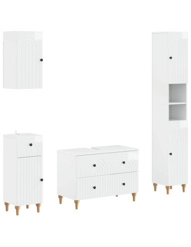 Set di Mobili da Bagno da 4 Pezzi ALKMAAR Bianco Lucido