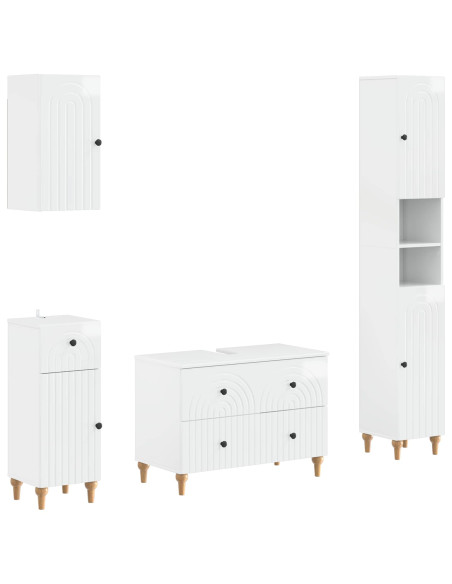 Set di Mobili da Bagno da 4 Pezzi ALKMAAR Bianco Lucido