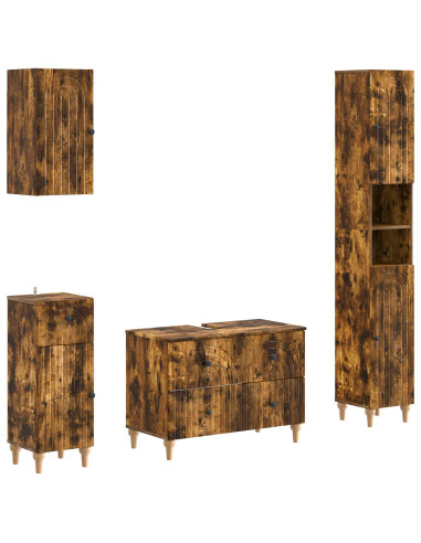 Set di Mobili da Bagno da 4 Pezzi ALKMAAR Rovere Fumo