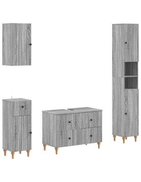 Set di Mobili da Bagno da 4 Pezzi ALKMAAR Sonoma grigio