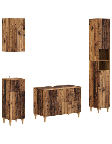 Set di Mobili da Bagno da 4 Pezzi ALKMAAR Legno antico
