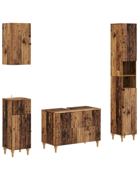 Set di Mobili da Bagno da 4 Pezzi ALKMAAR Legno antico
