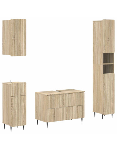 Set di Mobili da Bagno da 4 Pezzi ZWOLLE Rovere Sonoma