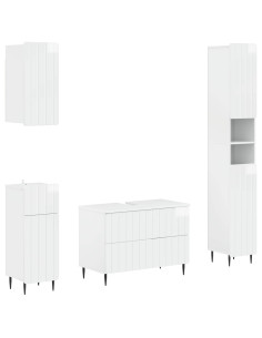 Set di Mobili da Bagno da 4 Pezzi ZWOLLE Bianco Lucido