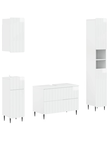 Set di Mobili da Bagno da 4 Pezzi ZWOLLE Bianco Lucido