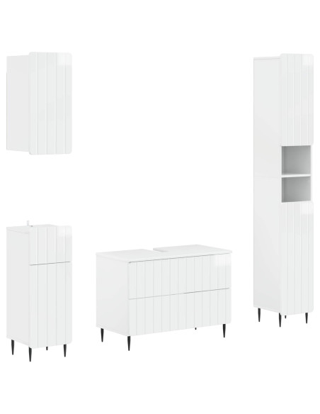 Set di Mobili da Bagno da 4 Pezzi ZWOLLE Bianco Lucido