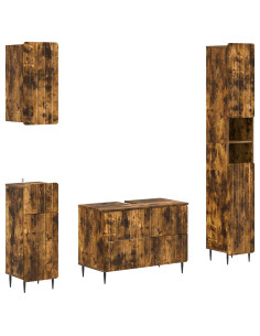 Set di Mobili da Bagno da 4 Pezzi ZWOLLE Rovere Fumo