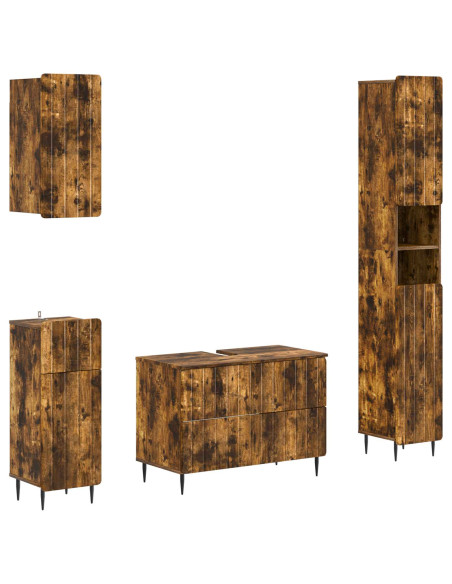 Set di Mobili da Bagno da 4 Pezzi ZWOLLE Rovere Fumo
