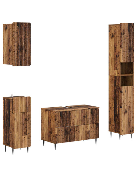 Set di Mobili da Bagno da 4 Pezzi ZWOLLE Legno antico
