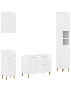 Set di Mobili da Bagno da 4 Pezzi ARNHEM Bianco Lucido