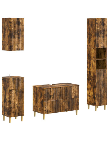 Set di Mobili da Bagno da 4 Pezzi ARNHEM Rovere Fumo