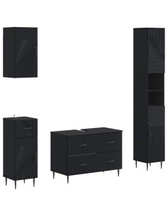 Set di Mobili da Bagno da 4 Pezzi HAARLEM Nero