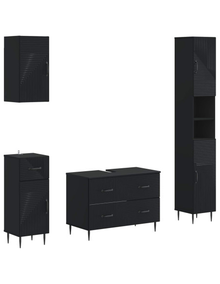 Set di Mobili da Bagno da 4 Pezzi HAARLEM Nero