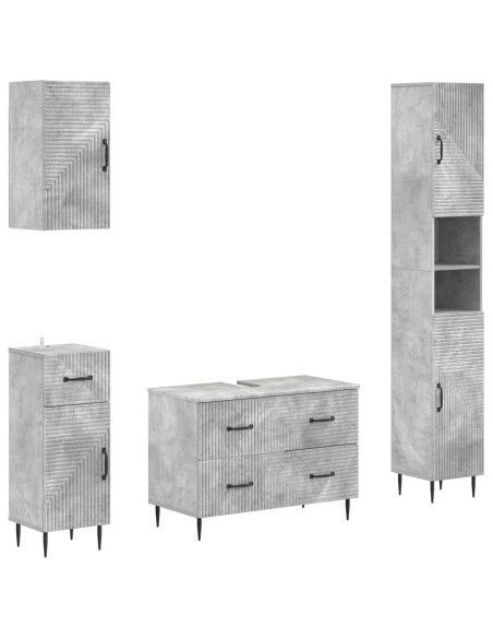 Set di Mobili da Bagno da 4 Pezzi HAARLEM Grigio Cemento