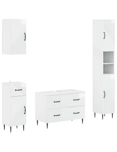 Set di Mobili da Bagno da 4 Pezzi HAARLEM Bianco Lucido