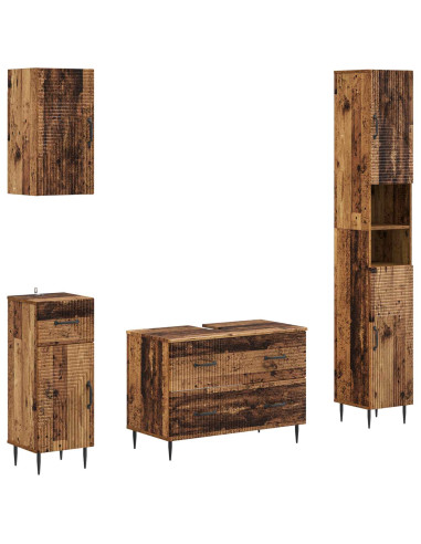 Set di Mobili da Bagno da 4 Pezzi HAARLEM Legno antico