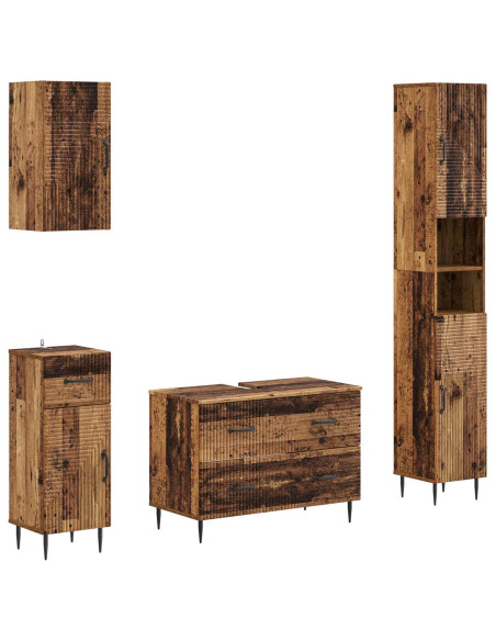 Set di Mobili da Bagno da 4 Pezzi HAARLEM Legno antico