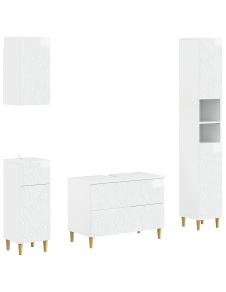 Set di Mobili da Bagno da 4 Pezzi DELFT Bianco Lucido