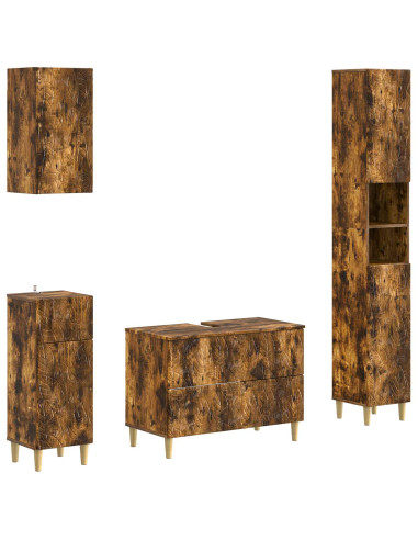 Set di Mobili da Bagno da 4 Pezzi DELFT Rovere Fumo