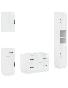 Set di Mobili da Bagno da 4 Pezzi HOORN Bianco Lucido