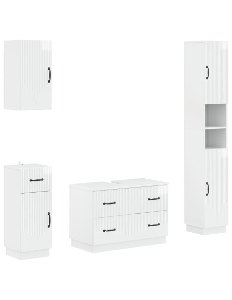 Set di Mobili da Bagno da 4 Pezzi HOORN Bianco Lucido