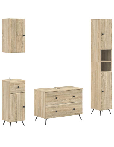 Set di Mobili da Bagno da 4 Pezzi BREDA Rovere Sonoma