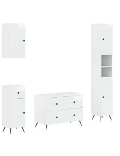 Set di Mobili da Bagno da 4 Pezzi BREDA Bianco Lucido