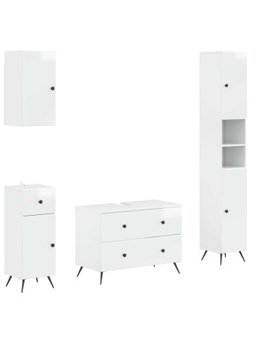 Set di Mobili da Bagno da 4 Pezzi BREDA Bianco Lucido