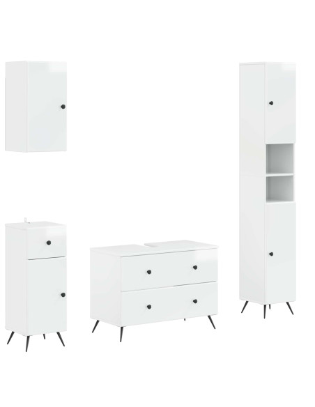 Set di Mobili da Bagno da 4 Pezzi BREDA Bianco Lucido