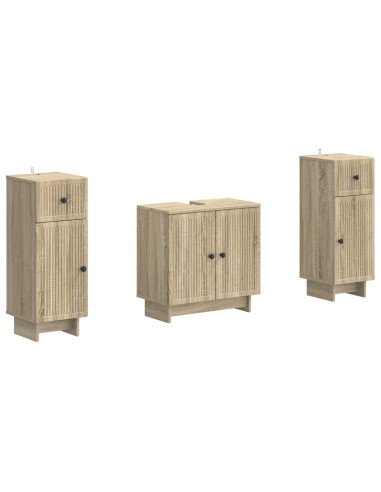 Set di Armadi da Bagno da 2 Pezzi EDE Rovere Sonoma
