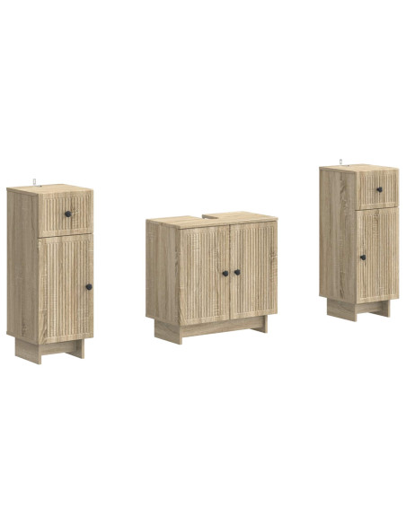 Set di Armadi da Bagno da 2 Pezzi EDE Rovere Sonoma