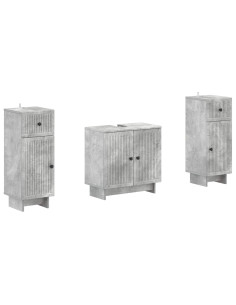 Set di Armadi da Bagno da 2 Pezzi EDE Grigio Cemento