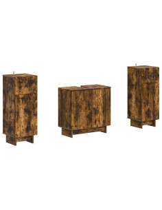 Set di Armadi da Bagno da 2 Pezzi EDE Rovere Fumo