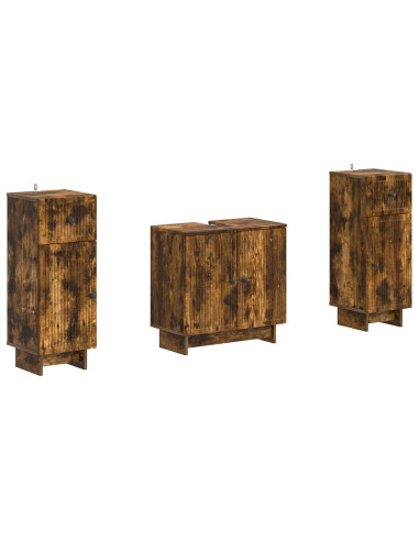 Set di Armadi da Bagno da 2 Pezzi EDE Rovere Fumo
