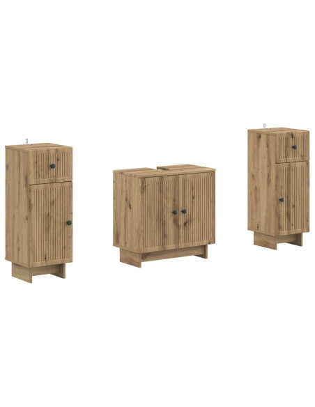Set di Armadi da Bagno da 2 Pezzi EDE Rovere Artigianale