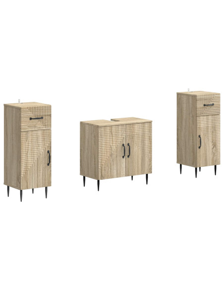 Set di Armadi da Bagno da 2 Pezzi HAARLEM Rovere Sonoma