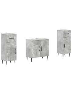 Set di Armadi da Bagno da 2 Pezzi HAARLEM Grigio Cemento