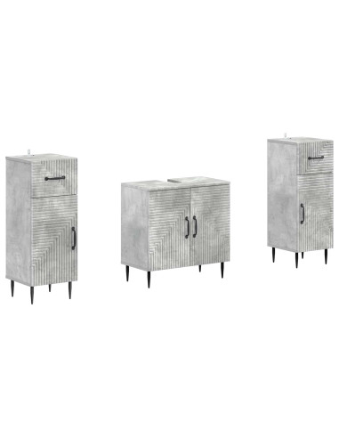 Set di Armadi da Bagno da 2 Pezzi HAARLEM Grigio Cemento